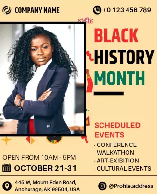 Vibrant Black History Month Cultural Events Celebration Poster Template