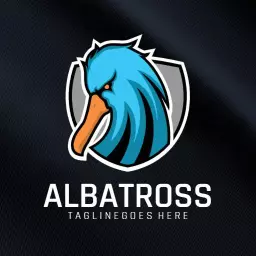 Vibrant Blue Albatross Bird Design for Wildlife Logo Template