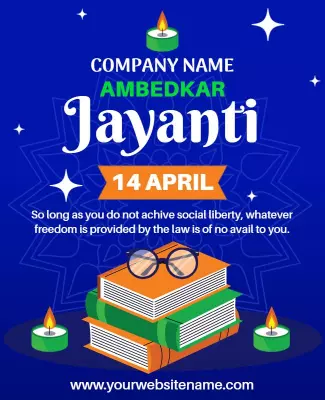 Vibrant Blue Ambedkar Jayanti Celebration Flyer Template