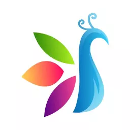 Vibrant Blue and Colorful Peacock Design Representing Beauty Logo Template