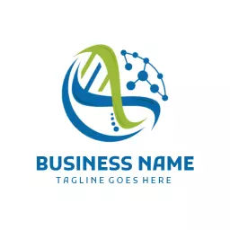 Vibrant Blue and Green DNA Structure for Scientific Innovation Logo Template