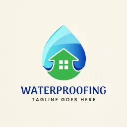 Vibrant Blue and Green Water Drop Roofing Design Logo Template