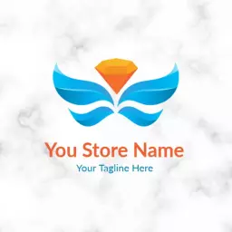 Vibrant Blue and Orange 3D Winged Gem Design Logo Template