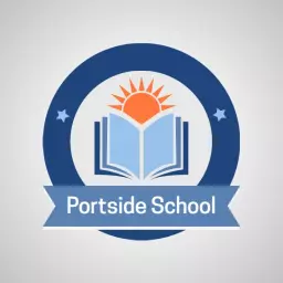 Vibrant Blue and Orange Coastal School Logo Design Logo Template