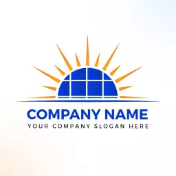Vibrant Blue and Orange Design Illustrating Solar Energy Logo Template