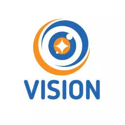 Vibrant Blue and Orange Design Showcasing Vision Concept Logo Template
