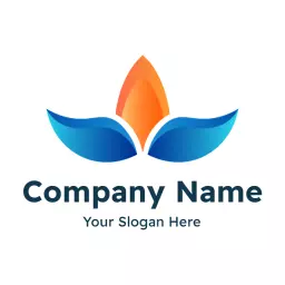 Vibrant Blue and Orange Floral Design Featuring Gradient Logo Template
