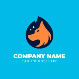 Vibrant Blue and Orange Fox Design Demonstrating Creativity Logo Template