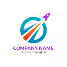 Vibrant Blue and Orange Gradient Rocket Launch Logo Template