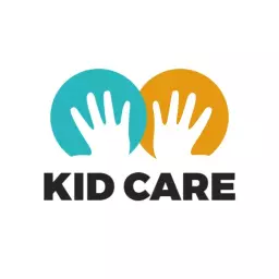 Vibrant Blue and Orange Hands Symbolizing Kid Care Hospital Logo Template