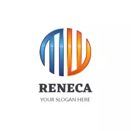 Vibrant Blue and Orange Industrial Equipment Design Logo Template