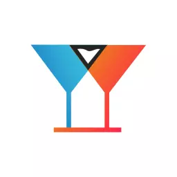 Vibrant Blue and Orange Martini Glass Symbolizing Wine Bar Logo Template
