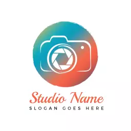 Vibrant Blue and Orange Photography Studio Camera Logo Template