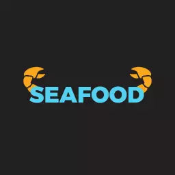 Vibrant Blue and Orange Seafood Logo Featuring Crustacean Design Logo Template