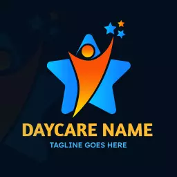 Vibrant Blue and Orange Star Design for Daycare Logo Template