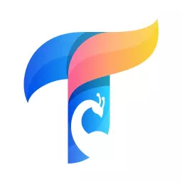 Vibrant Blue and Pink Abstract Peacock Design Logo Template