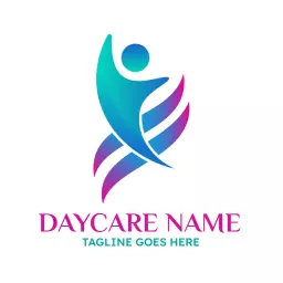 Vibrant Blue and Pink Design Representing Daycare Services Logo Template