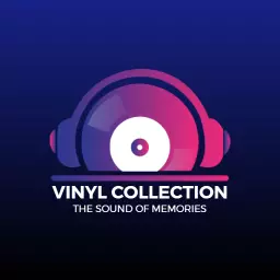 Vibrant Blue and Pink Vinyl Headphones Collection Logo Template