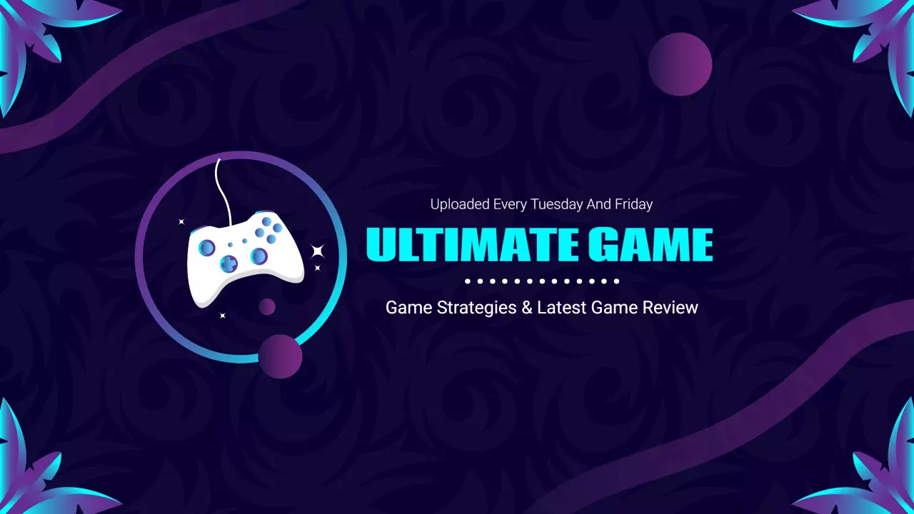 Vibrant Blue and Purple Gaming Strategies and Reviews Banner Template