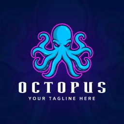 Vibrant Blue and Purple Octopus Design for Marine Branding Logo Template