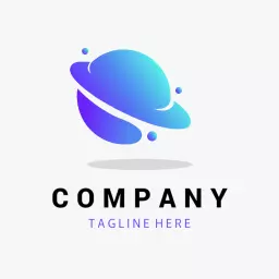 Vibrant Blue and Purple Planet Representing Company Logo Template