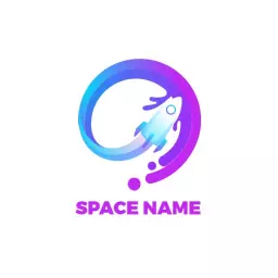 Vibrant Blue and Purple Rocket Design for Space Adventure Logo Template