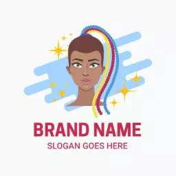 Vibrant Blue and Rainbow Braids Design Showcasing Style Logo Template