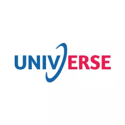 Vibrant Blue and Red Design Exploring the Universe Logo Template