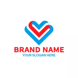 Vibrant Blue and Red Heart Symbolizing Love and Connection Logo Template