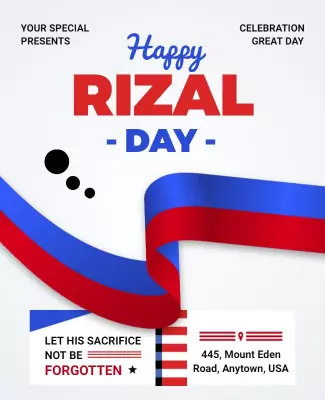 Vibrant Blue and Red Rizal Day Celebration Poster Template