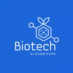 Vibrant Blue and White Design Showcasing Biotech Innovation Logo Template