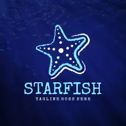 Vibrant Blue and White Starfish Design for Oceanic Themes Logo Template