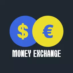 Vibrant Blue and Yellow Currency Exchange Money Logo Template