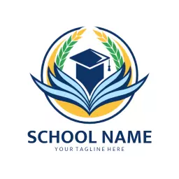 Vibrant Blue and Yellow Graduation Theme Education Logo Template