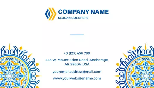 Vibrant Blue and Yellow Mandala Design Business Card Template