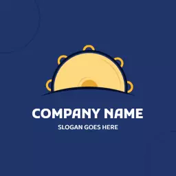 Vibrant Blue and Yellow Tambourine Design for Music Logo Template