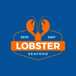 Vibrant Blue Background Featuring Lobster Seafood Logo Template