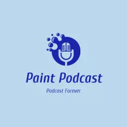 Vibrant Blue Background with Creative Paint Podcast Logo Template