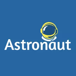 Vibrant Blue Background with Fun Astronaut Illustration Logo Template