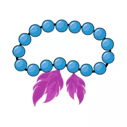 Vibrant Blue Beaded Bracelet with Colorful Feathers Logo Template