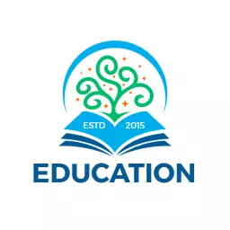 Vibrant Blue Book with Tree Illustrating Education Growth Logo Template