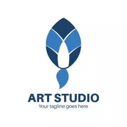 Vibrant Blue Brushstroke Design Highlighting Art Studio Logo Template