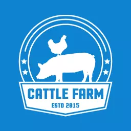 Vibrant Blue Cattle Farm Logo Featuring Pig and Chicken Logo Template