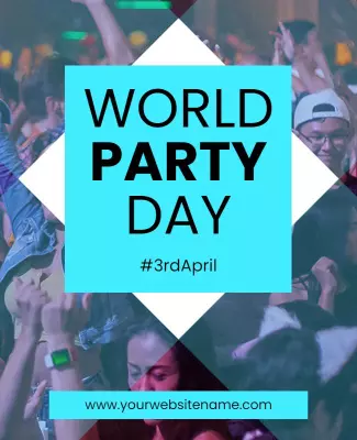 Vibrant Blue Celebration for World Party Day Poster Template