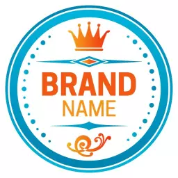 Vibrant Blue Circle Logo Featuring Regal Crown and Swirl Design Logo Template