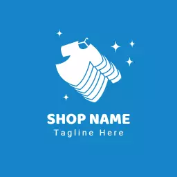 Vibrant Blue Clothing Brand Showcasing Stylish Apparel Logo Template