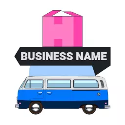 Vibrant Blue Delivery Van with Package Represents Logistics Logo Template