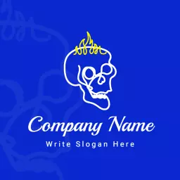 Vibrant Blue Design Featuring Unique Skull Artwork Logo Template