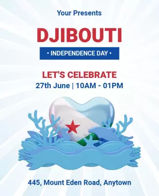 Vibrant Blue Djibouti Independence Day Celebration Poster Template