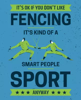 Vibrant Blue Fencing Sport Humor Poster Template
